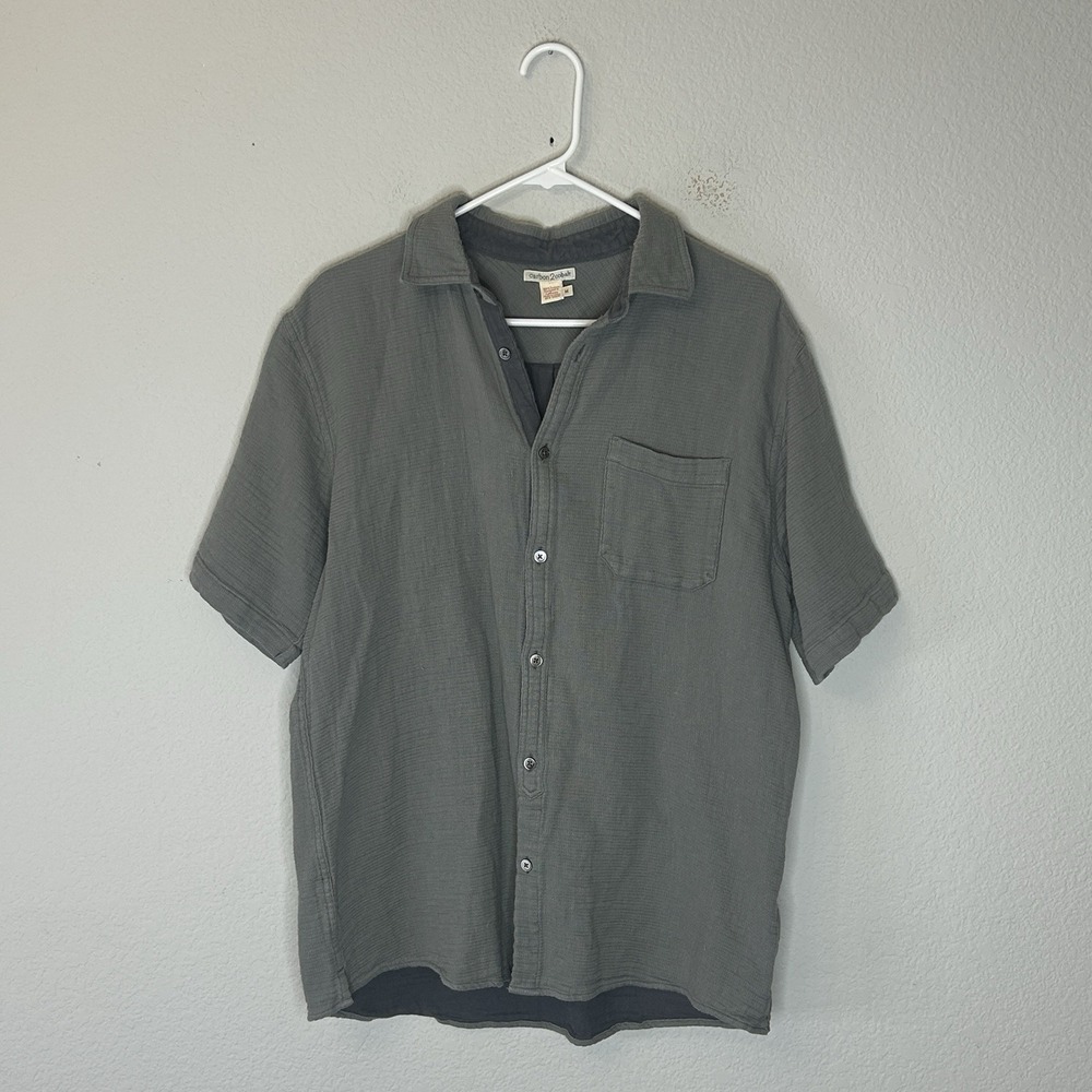 Carbon 2 Cobalt Button Up Shirt Men's M Gray Textured Cotton Gauze Double Face